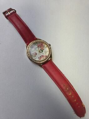 Simone Red and Gold Floral Watch